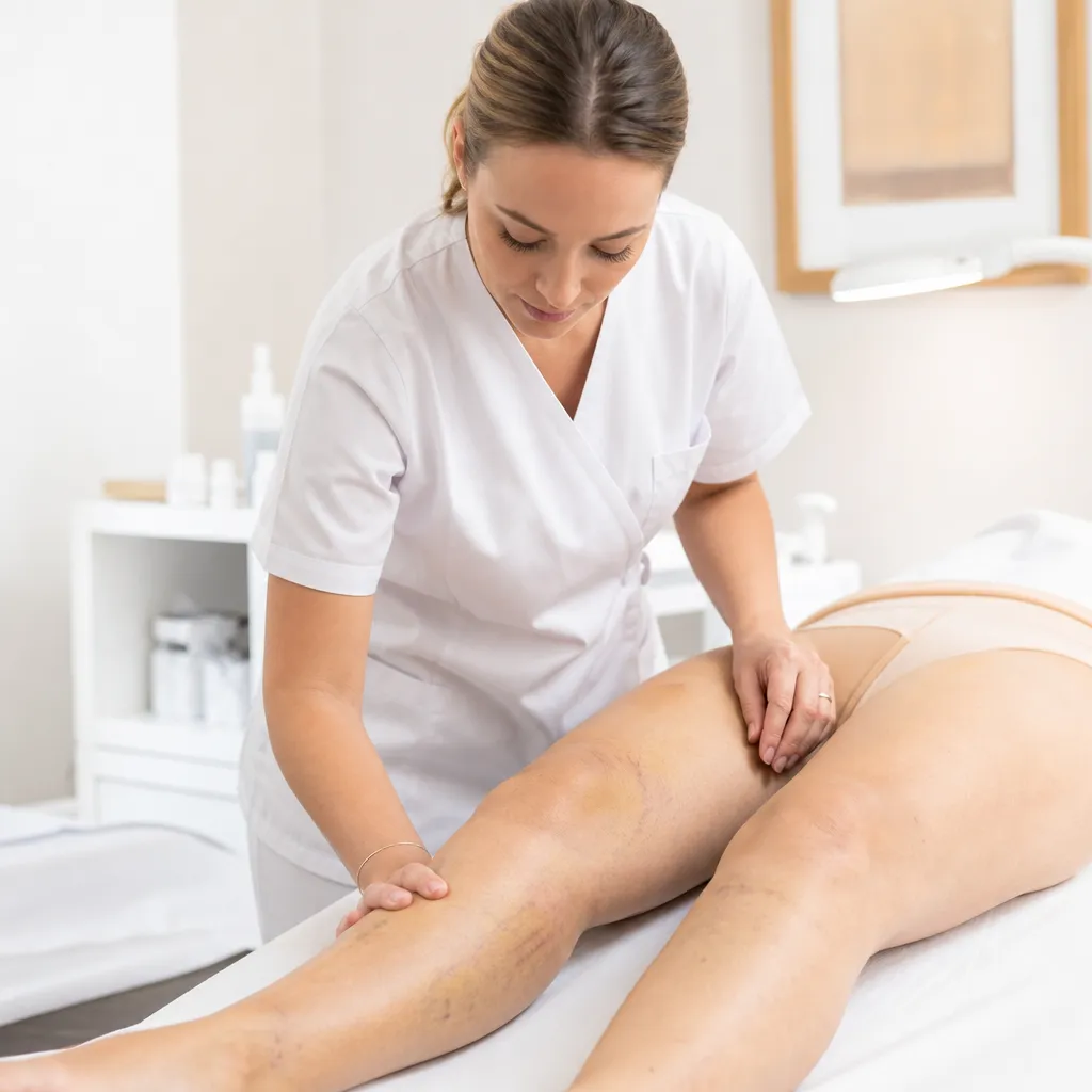 Bilan initial de drainage post-liposuccion : évaluation clinique des indurations, œdèmes et état cutané