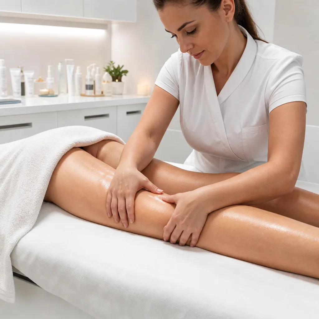 Massage drainant sur les cuisses pour réduire la cellulite aqueuse