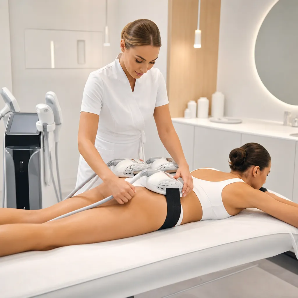 Zones de traitement HIFEM ventre abdominaux fessiers