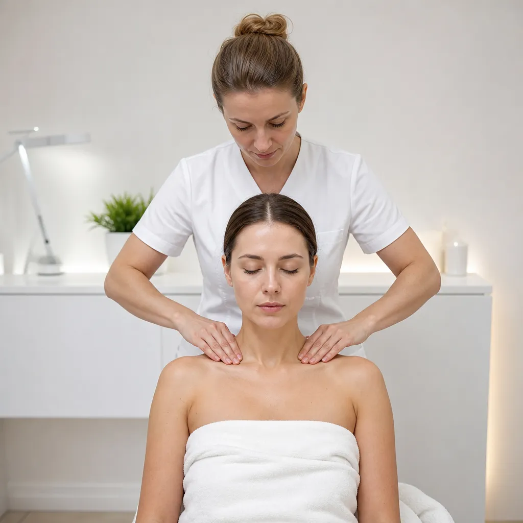 Étape 1 du massage crânien : travail sur les épaules et trapèze supérieur — libération des tensions ascendantes