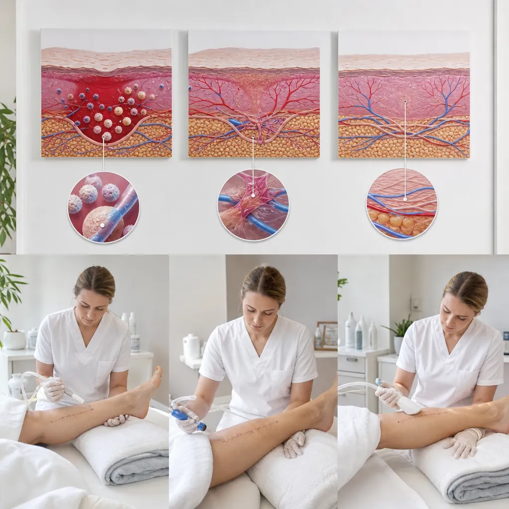 Les 3 phases de la cicatrisation post-opératoire : inflammation, prolifération, remodelage — et le rôle du drainage à chaque étape
