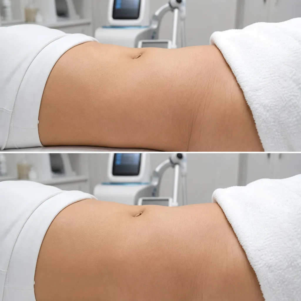 Résultats avant/après radiofréquence sur zone abdominale