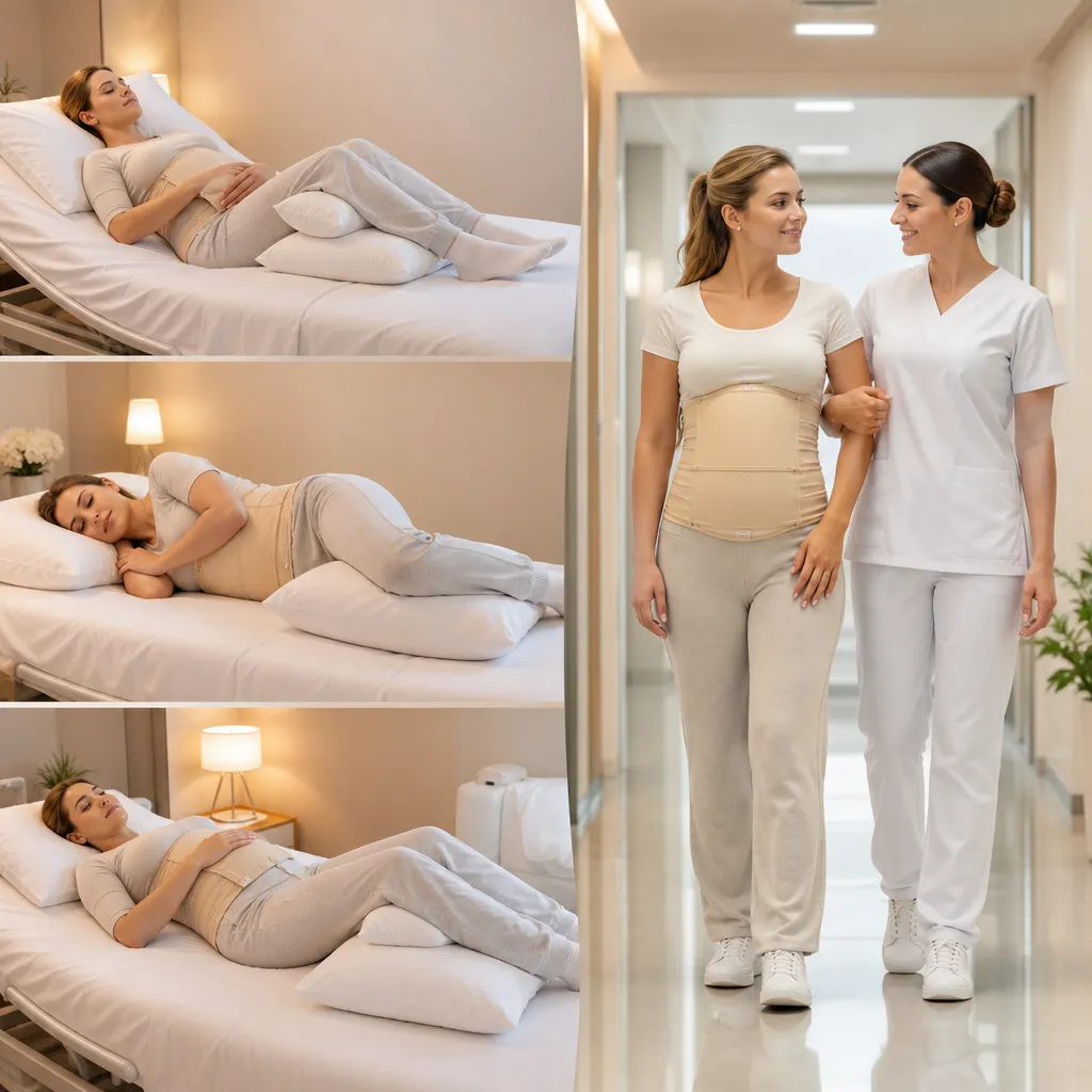 Posture et position de sommeil post-abdominoplastie : banana position J1–J7 et verticalisation progressive