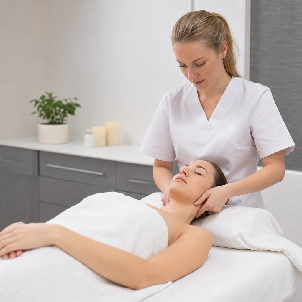 Mains d’un kinésithérapeute effectuant des manœuvres de drainage lymphatique sur le bras