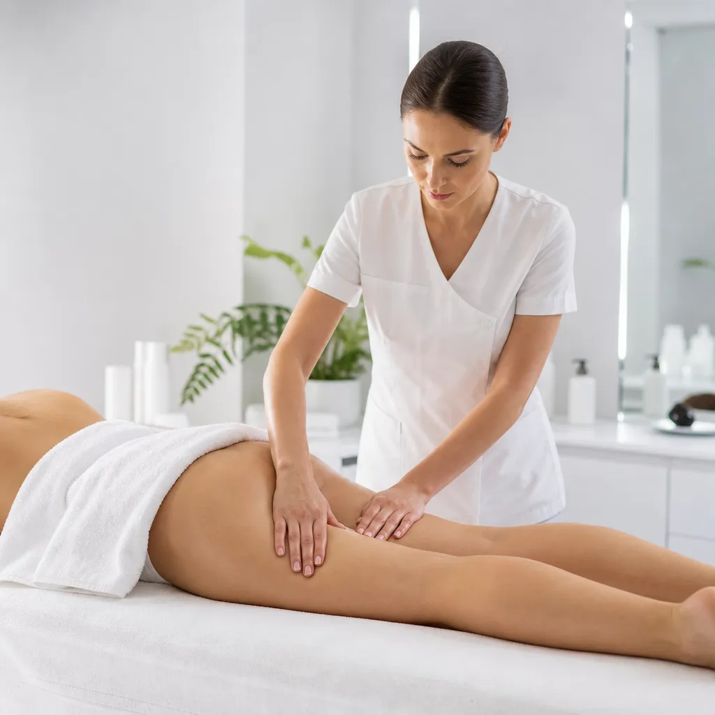 Résultat visuel d’un traitement anti-cellulite associant drainage lymphatique et soins corporels